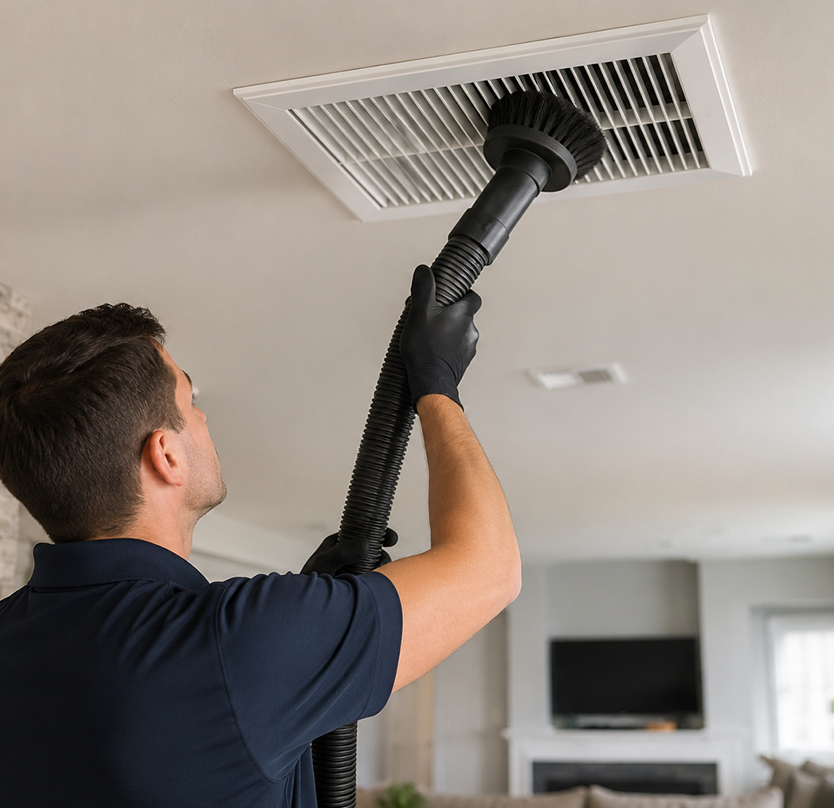 Air vent cleaning technician