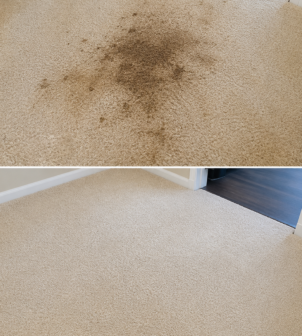 Before and after carpet stain removal results